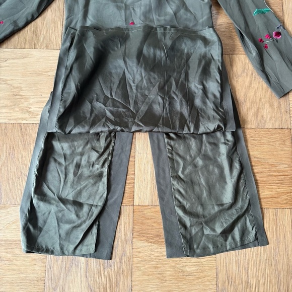 Sue Wong Size 6 Silk Kimono Jacket Olive Green Embroidered Floral Evening Coat - Picture 9 of 12